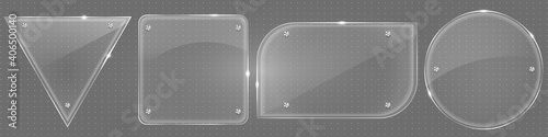 Vector illustration. A set of glass transparent forms for advertising.