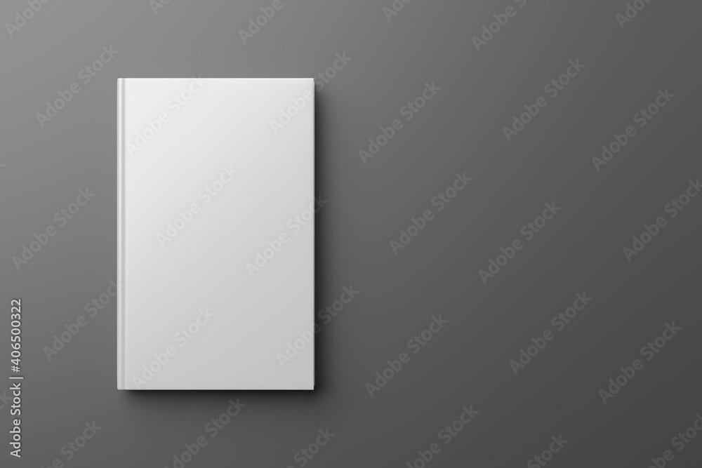 Blank hardcover book on gray background. 3D rendering mock-up. Blank hardcover book on gray background. 3D rendering mock-up.