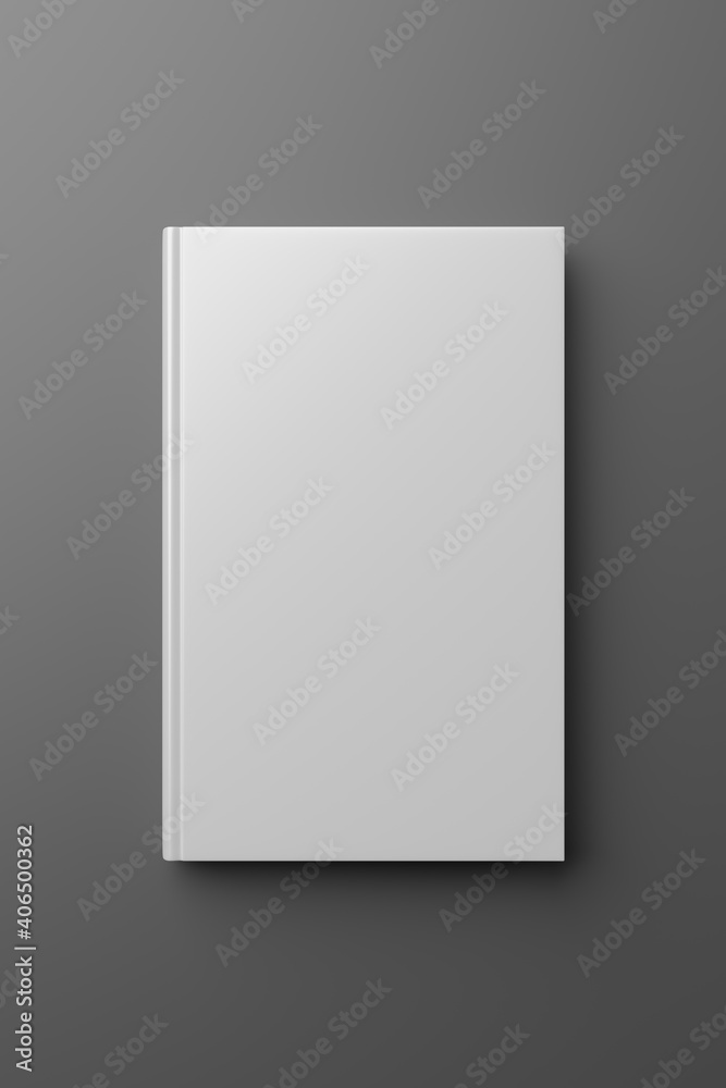 Blank hardcover book on gray background. 3D rendering mock-up. Blank hardcover book on gray background. 3D rendering mock-up.