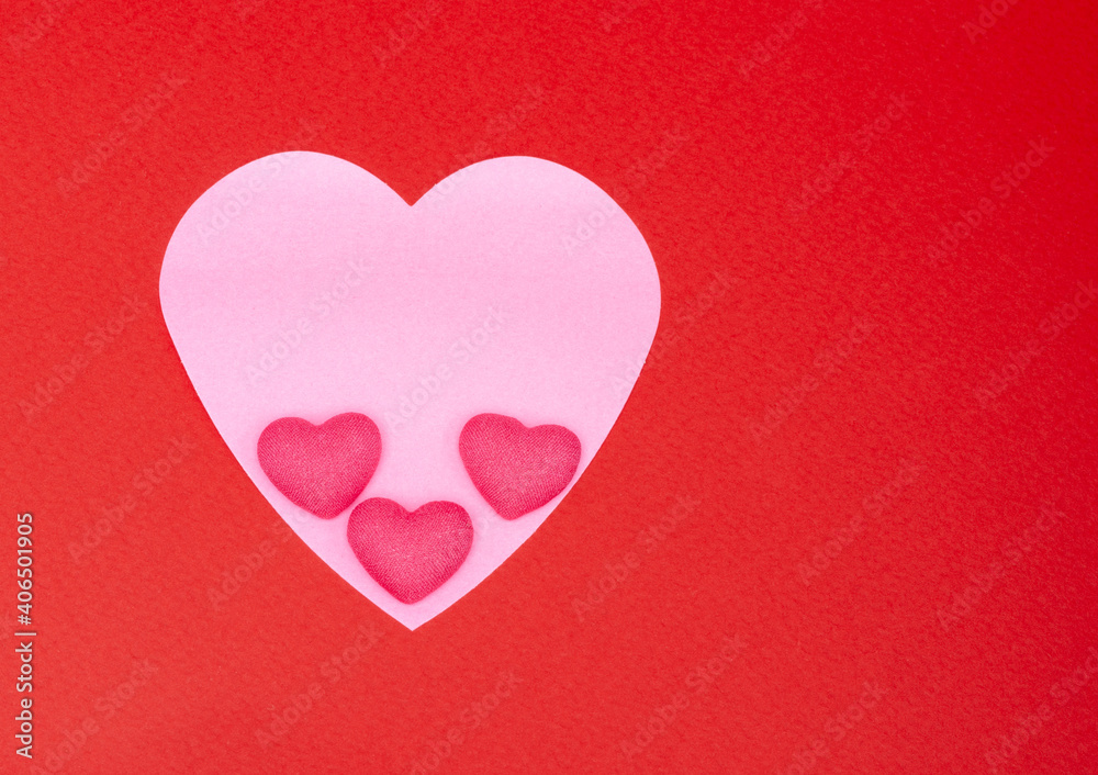 pink hearts on red background
