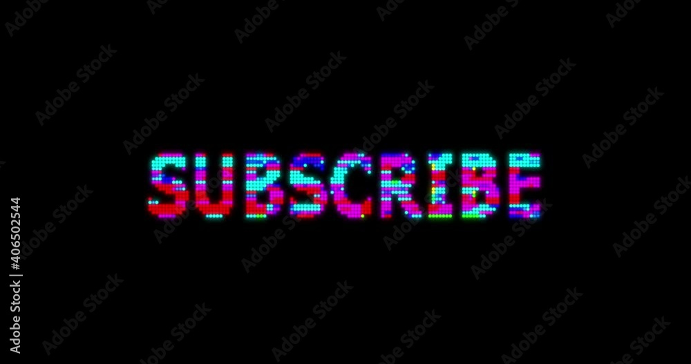 Subscribe kinetic typography video. 4k animation. Subscribe text glitch animation.
