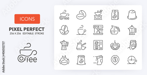 coffee line icons 256 x 256