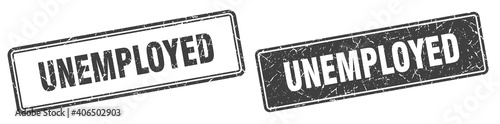 unemployed stamp set. unemployed square grunge sign