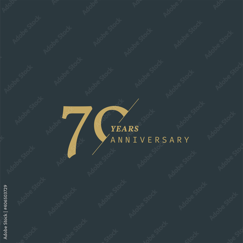 70 years anniversary logotype with modern minimalism style. Vector Template Design Illustration. - obrazy, fototapety, plakaty 