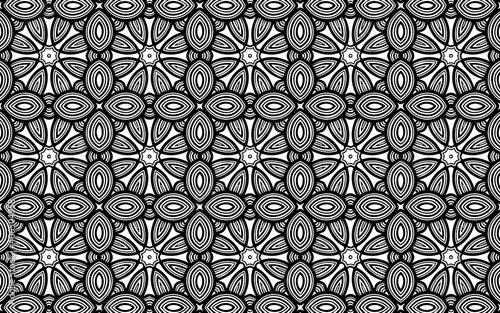 Ethnic geometric background. Abstract black white template. Patterned texture from traditional figures in doodling style for design and decoration.
