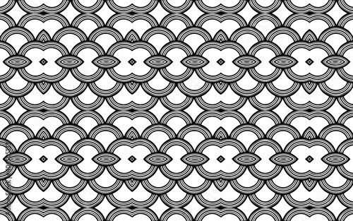 Ethnic geometric ornament. Abstract black white template. Patterned texture of traditional isolated shapes in doodling style for design and decoration.
