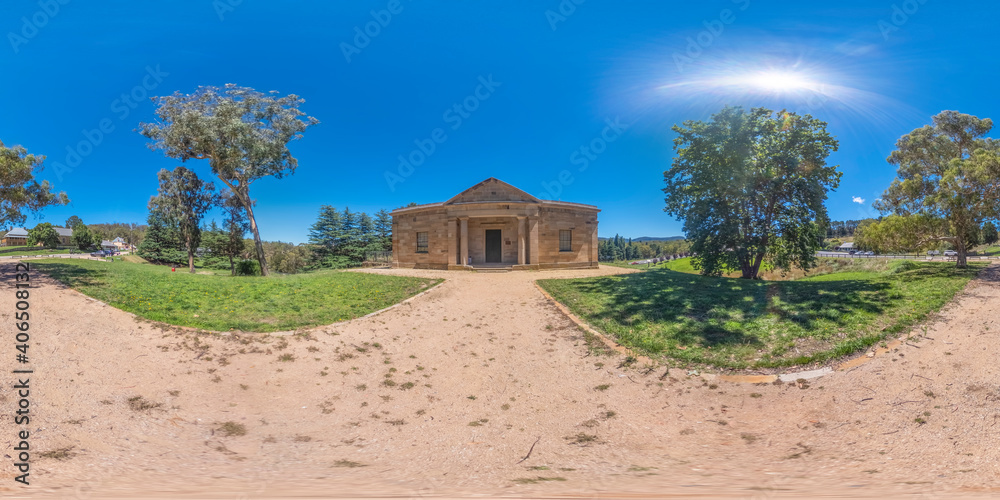 Spherical 360 panorama photograph of Hartley Courthouse at the Hartley Historical Village near Lithgow