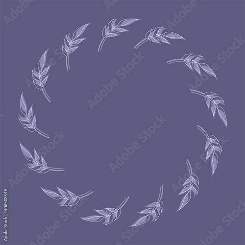Natural vector frame. Contour linear branch template