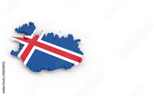 Map of Iceland with Iceland flag