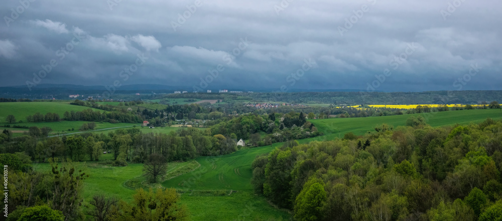 Fresh green rural landscape in Saxony, Germany