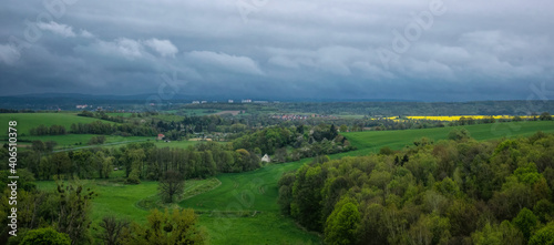 Fresh green rural landscape in Saxony, Germany