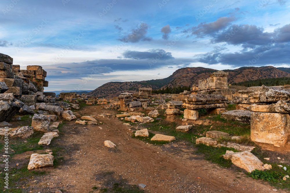 Nekropolis of Hierapolis ancient city landscape autumn view
