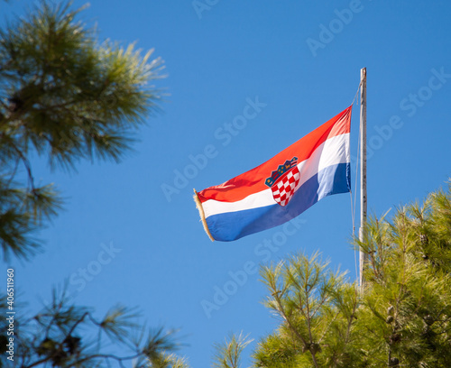 Croatian flag flies in the wind