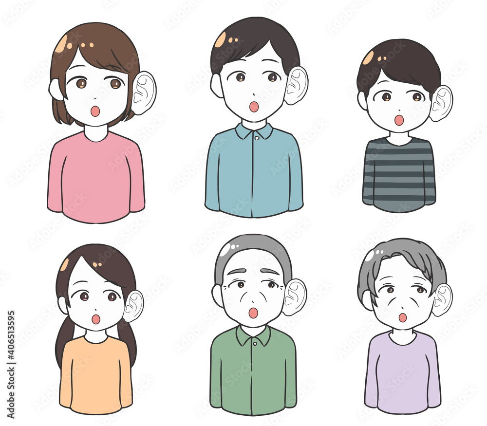 聞き耳をたてる　家族　上半身