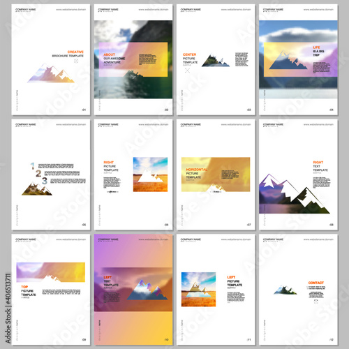 Creative brochure templates. Covers design templates for flyer, leaflet, brochure, report, presentation, magazine. Background for tourist camp, nature tourism, camping. Aadventure design concept.