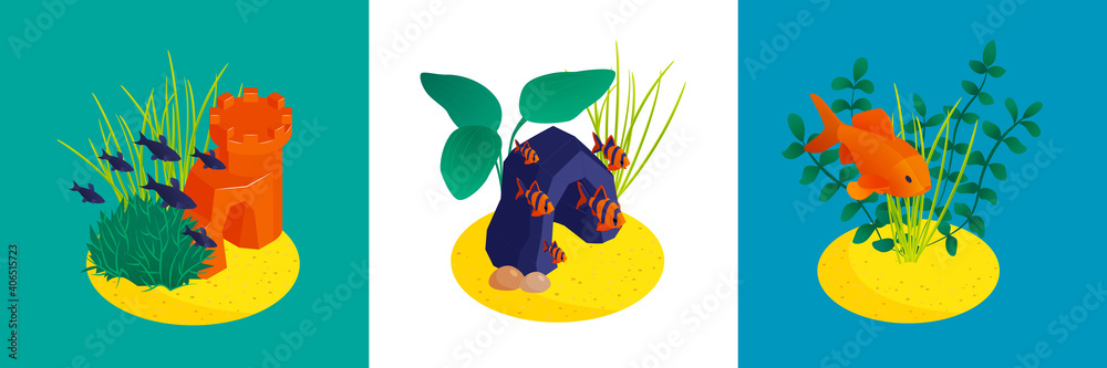 Naklejka premium Aquarium Isometric Design Concept