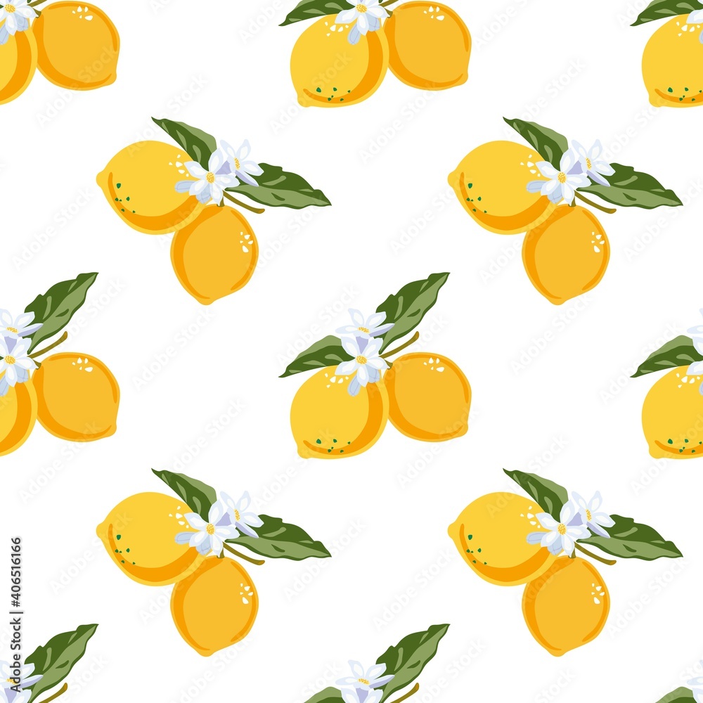 Vector illustration of line art drawing with abstract shape. Yellow lemon vector. Bright summer lemon fruit seamless pattern background with flowers, leaves and blossoms. A fruit high in vitamin C. Vector illustration of line art drawing with abstract shape. Yellow lemon vector. Bright summer lemon fruit seamless pattern background with flowers, leaves and blossoms. A fruit high in vitamin C.