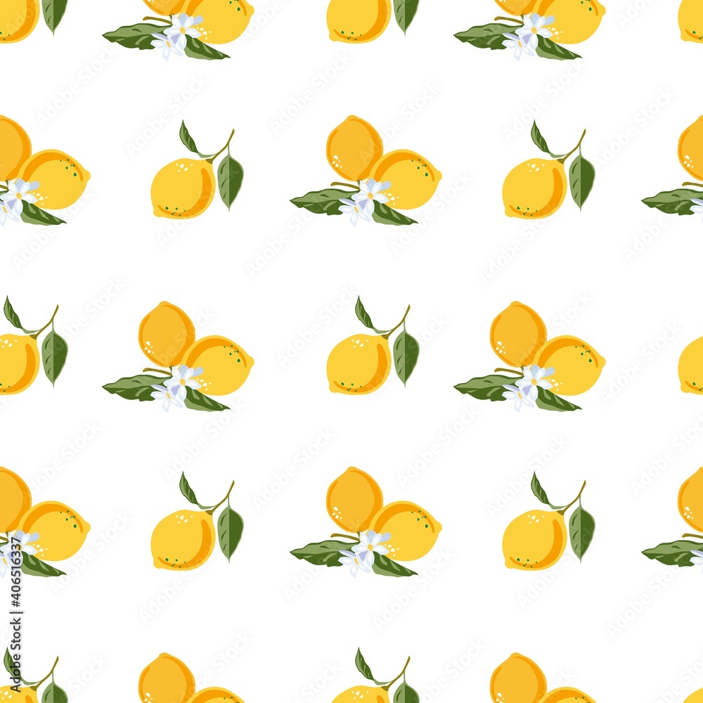 Vector illustration of line art drawing with abstract shape. Yellow lemon vector. Bright summer lemon fruit seamless pattern background with flowers, leaves and blossoms. A fruit high in vitamin C. Vector illustration of line art drawing with abstract shape. Yellow lemon vector. Bright summer lemon fruit seamless pattern background with flowers, leaves and blossoms. A fruit high in vitamin C.