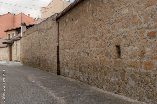 street in the old town, stone walls