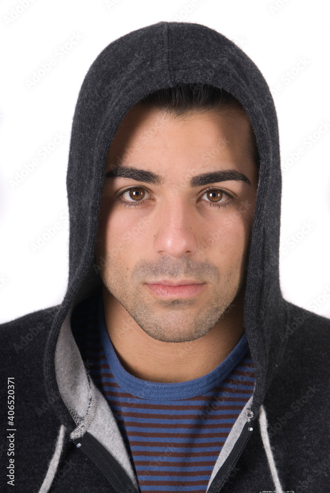 young attractive college boy with his sweatshirt on white background young attractive college boy with his sweatshirt on white background