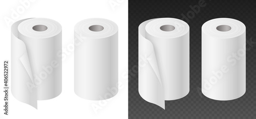 Mockup paper kitchen towel or tissue roll absorbent. 3D realistic mock up template