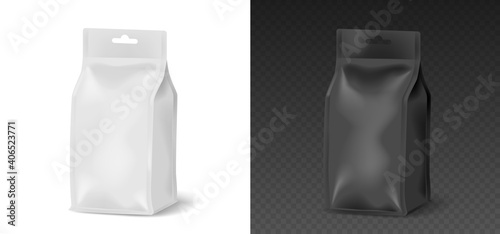 Blank pouch for food package black and white template mockup templates isolated