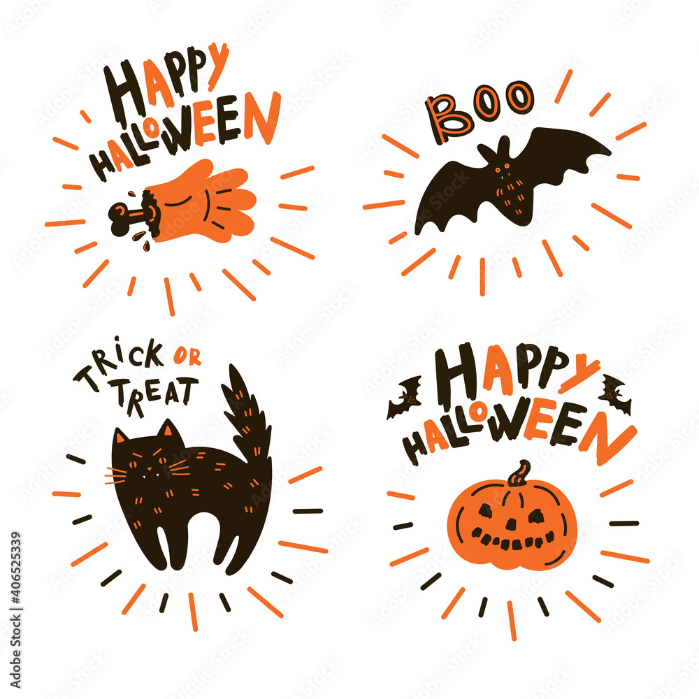 Collection of halloween icon and character.Happy Halloween hand drawn illustrations and elements.Design elements, logos, symbol,icons stickers and objects.Set pumpkin, bat, black cat, zombie with text Collection of halloween icon and character.Happy Halloween hand drawn illustrations and elements.Design elements, logos, symbol,icons stickers and objects.Set pumpkin, bat, black cat, zombie with text