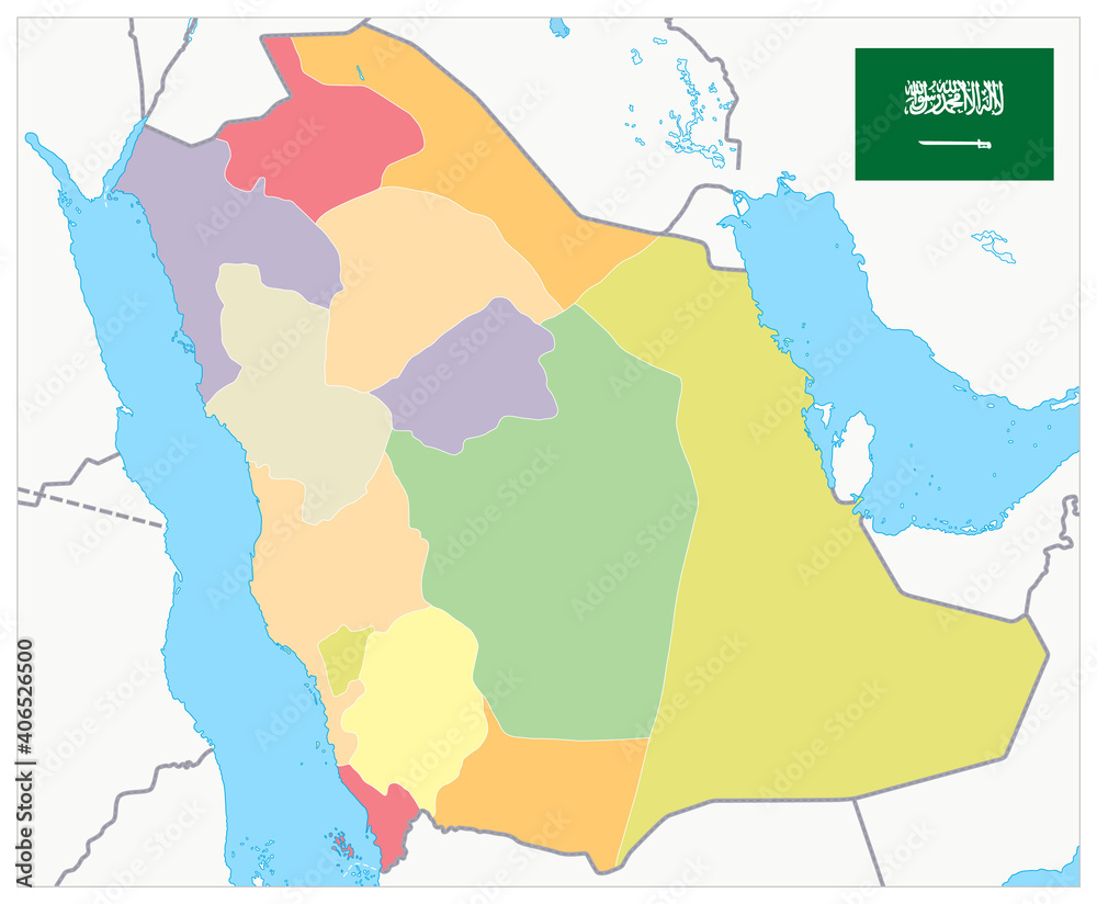 Obraz premium Saudi Arabia Map Administrative Divisions - No text