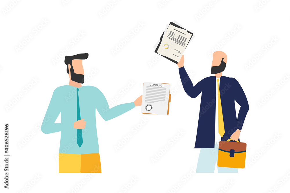 People make a contract. Businessmen conclude a contract. Vector illustration. People make a contract. Businessmen conclude a contract. Vector illustration.