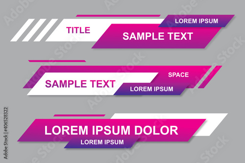 Modern geometric lower third banner template design. Colorful lower thirds set template vector. Modern, simple, clean design style