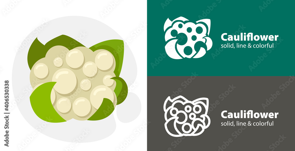 Cauliflower flat icon, with Cauliflower simple, line icon