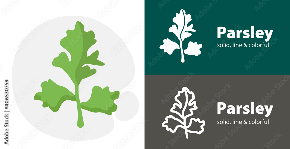 Parsley flat icon, with Parsley simple, line icon