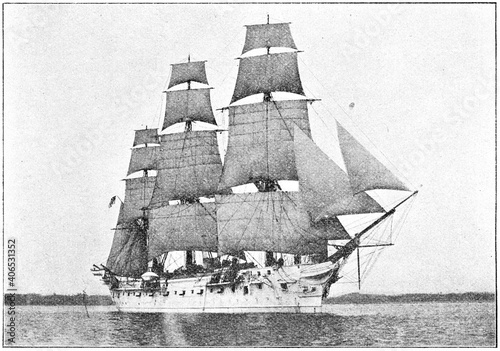 Quadro su tela SMS Gneisenau (1879) - a Bismarck-class corvette built for the German Imperial Navy