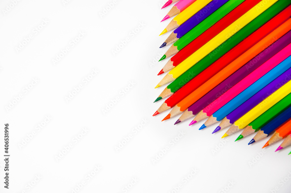 Fototapeta premium color pencils on white