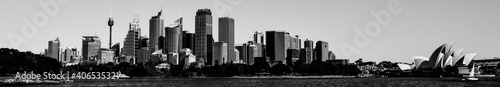 black and white sydney skyline view #406535321