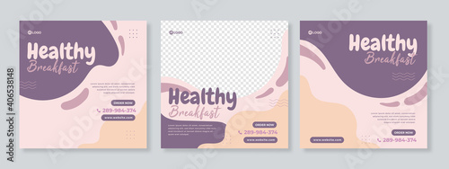 Healthy Food or Restaurant Food Editable Social Media Post Template Banners for Digital Marketing. - Vector