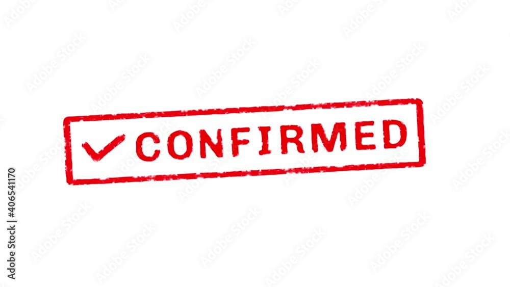 Confirmed Text Stamp effects Animation on White Background and Green