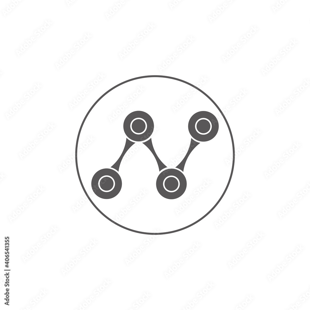 abstract letter n linked bicycle chain logo vector abstract letter n linked bicycle chain logo vector