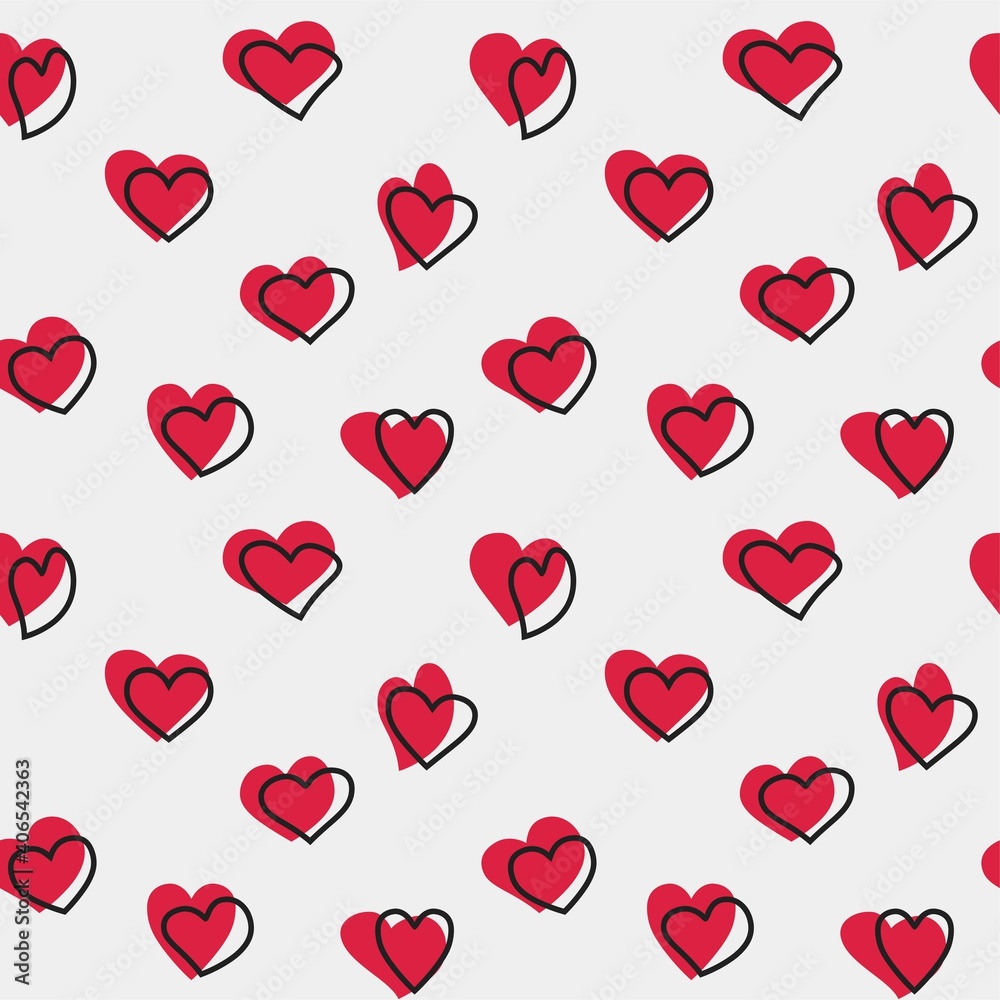 love seamless background with red hearts. valentines day pattern