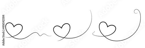 heart line decor set. valentines, wedding and love design element. romantic decoration.