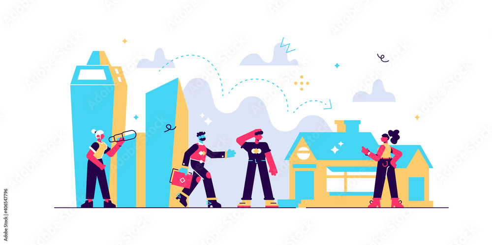 Vector illustration, real estate business concept with houses
