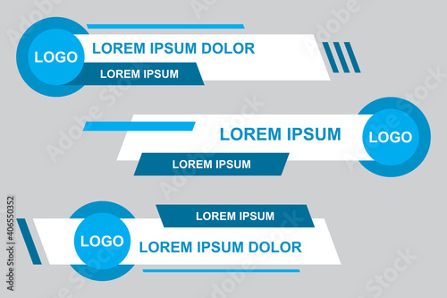 Modern geometric lower third banner template design. Colorful lower thirds set template vector. Vector illustration