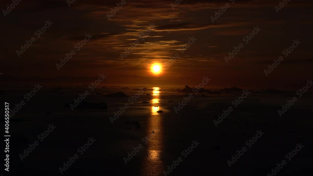 sunset time one arctic icebergs in greenland sunset time one arctic icebergs in greenland