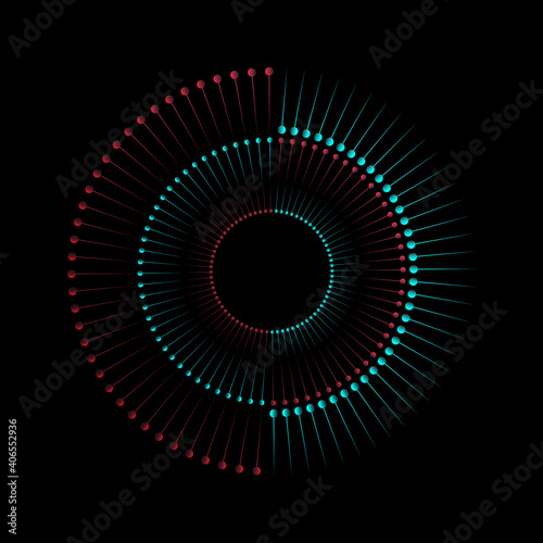 Futuristic abstract blue red gradient wave line vector with Memphis on black background, tik tok digital dynamic elegant contrast flow, technology concept for web, poster, card print design template