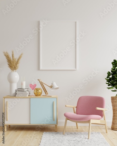 Mockup frame in living room interior,Scandinavian style.