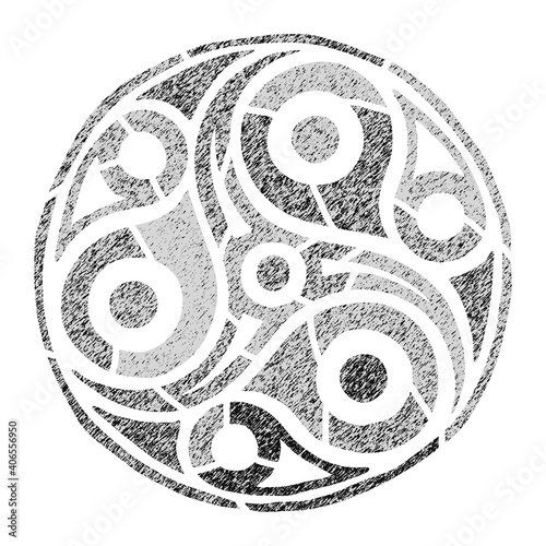 Fantasy on the theme of a spiritualistic amulet, shades of gray