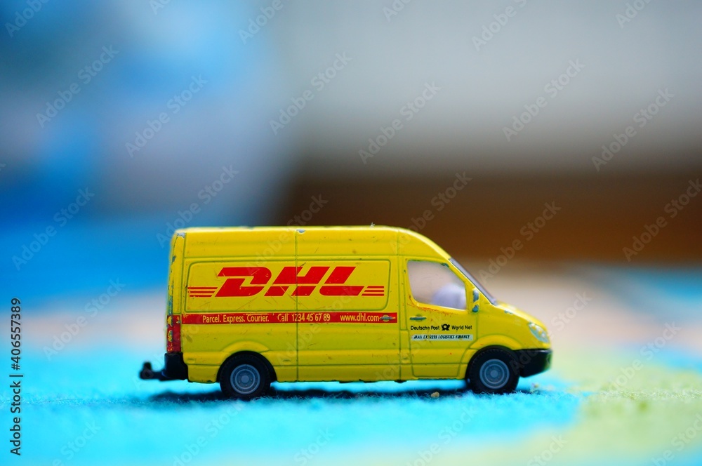 Siku DHL toy model van. Stock Photo Adobe Stock