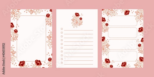 Set of floral notepads, to do list, schedule and daily planners