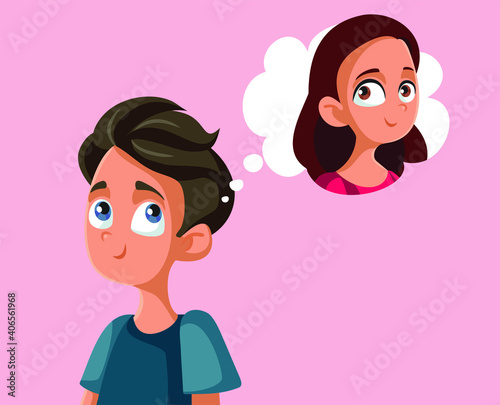 Teen Boy Feeling in Love Thinking of His Girlfriend