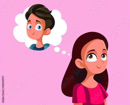 Teen Girl Feeling in Love Thinking of Her Boyfriend